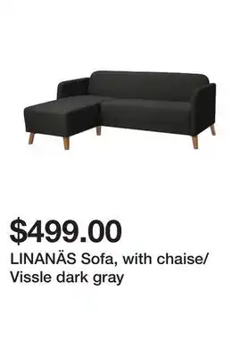 Ikea Linanäs sofa, with chaise/vissle dark gray offer