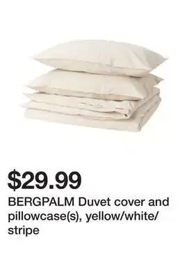 Ikea Bergpalm duvet cover and pillowcase(s), yellow/white/stripe offer