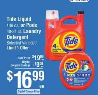 Smart & Final Tide liquid or pods laundry detergent offer