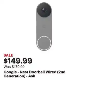 Best Buy Google - nest doorbell wired (2nd generation) - ash offer