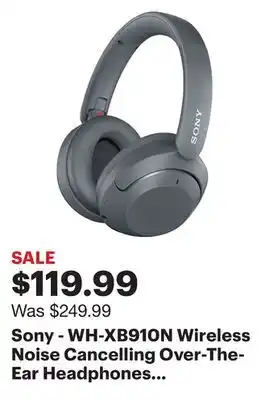 Best Buy Sony - wh-xb910n wireless noise cancelling over-the-ear headphones - gray offer