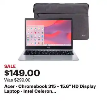 Best Buy Acer - chromebook 315 – 15.6 hd display laptop - intel celeron n4020 with 4gb lpddr4 – 64gb emmc - silver offer