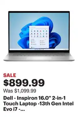 Best Buy Dell - inspiron 16.0 2-in-1 touch laptop -13th gen intel evo i7 - 16gb memory - 1tb ssd - platinum silver offer