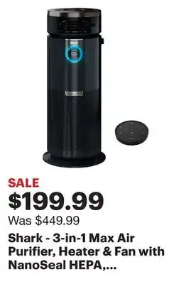 Best Buy Shark - 3-in-1 max air purifier, heater & fan with nanoseal hepa, cleansense iq, odor lock, for 1000 sq. ft - charcoal grey offer