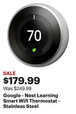Best Buy Google - nest learning smart wifi thermostat - stainless steel offer