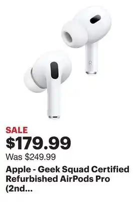 Best Buy Apple - geek squad certified refurbished airpods pro (2nd generation) - white offer