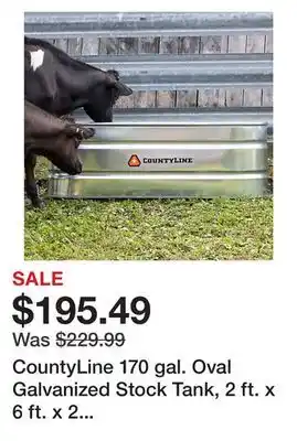 Tractor Supply Company Countyline 170 gal. oval galvanized stock tank, 2 ft. x 6 ft. x 2 ft., wt226cl offer