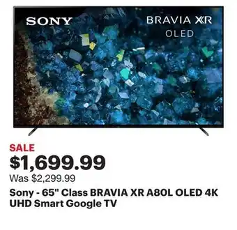 Best Buy Sony - 65 class bravia xr a80l oled 4k uhd smart google tv offer