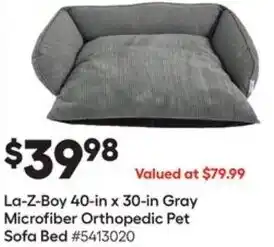 Lowe's La-Z-Boy 40-in x 30-in Gray Microfiber Orthopedic Pet Sofa Bed offer