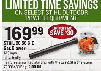 Ace Hardware Stihl bg 56 c-e gas blower offer