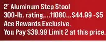 Ace Hardware 2' aluminum step stool offer