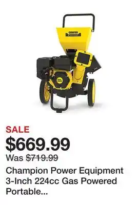 Tractor Supply Company Champion power equipment 3-inch 224cc gas powered portable chipper-shredder with collection bag offer