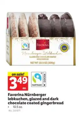 Lidl Favorina nürnberger lebkuchen, glazed and dark chocolate coated gingerbread offer