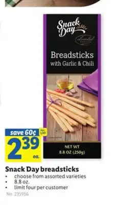 Lidl Snack day breadsticks offer