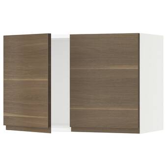 Ikea Sektion wall cabinet with 2 doors, white/voxtorp walnut effect, 30x15x20 offer
