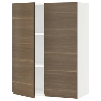 Ikea Sektion wall cabinet with 2 doors, white/voxtorp walnut effect, 30x15x40 offer