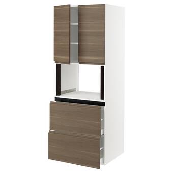 Ikea Sektion / maximera hi cb f micro w 2 drawers/2 doors, white/voxtorp walnut effect, 30x24x80 offer