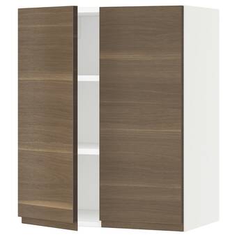 Ikea Sektion wall cabinet with 2 doors, white/voxtorp walnut effect, 24x15x30 offer