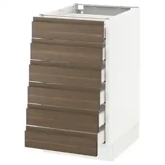 Ikea Sektion base cabinet/6 fronts/6 low drawers, white maximera/voxtorp walnut, 18x24x30 offer