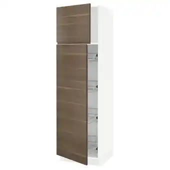 Ikea Sektion high cabinet w door/wire baskets, white/voxtorp walnut effect, 24x24x80 offer