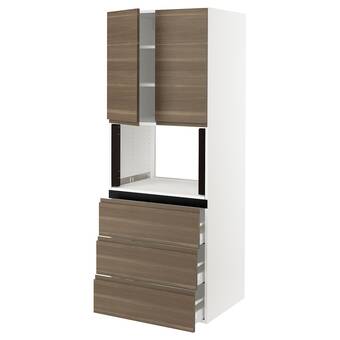 Ikea Sektion / maximera hi cb f micro w 3 drawers/2 doors, white/voxtorp walnut effect, 30x24x80 offer
