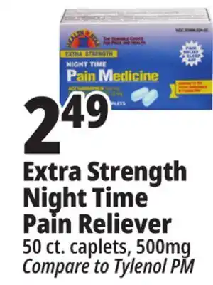 Ocean State Job Lot Health star night time extra strength 500 mg acetaminophen pain reliever caplets, 50 caplets offer