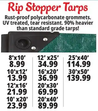 Ocean State Job Lot Rip stopper tarps offer