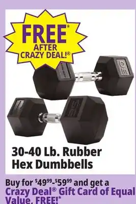 Ocean State Job Lot 30-40 lb. rubber hex dumbbells offer
