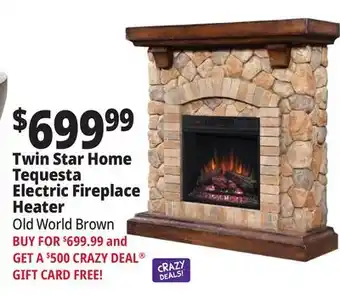 Ocean State Job Lot Twin star home tequesta electric fireplace heater, old world brown offer