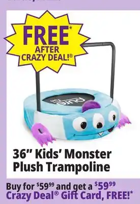 Ocean State Job Lot Pure fun 36 monster plush jumper trampoline with handrail offer