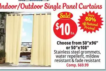 Ocean State Job Lot Indoor/outdoor single panel curtains offer