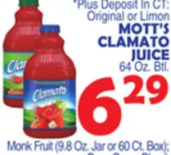 Bravo Supermarkets Mott's clamato juice offer