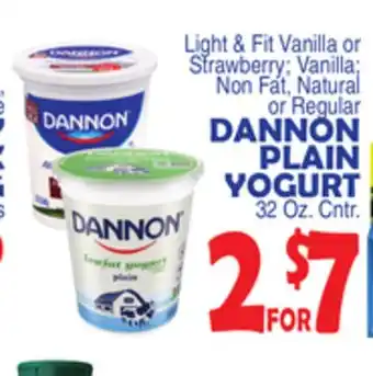 Bravo Supermarkets Dannon plain yogurt offer