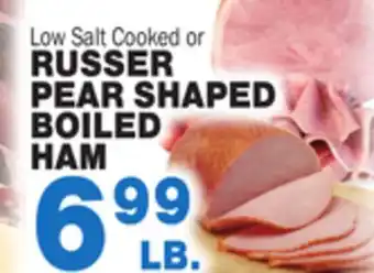 Bravo Supermarkets Russer pear shaped boiled ham offer