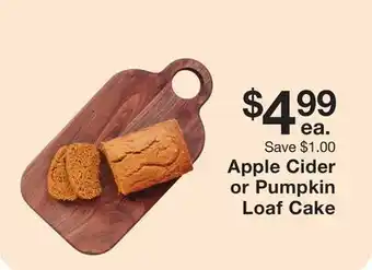 Fairway Store Market Apple cider or pumpkin loaf cake offer