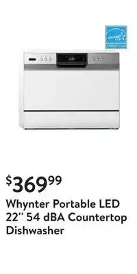 Walmart Whynter portable led 22'' 54 dba countertop dishwasher offer