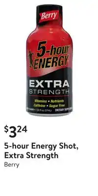 Walmart 5-hour energy shot, extra strength offer