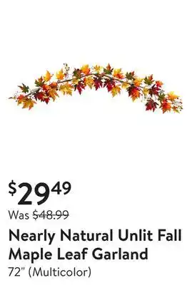 Walmart Nearly natural unlit fall maple leaf garland offer