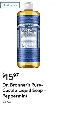 Walmart Dr. bronner's pure-castile liquid soap - peppermint offer