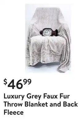 Walmart Luxury grey faux fur throw blanket and back fleece offer