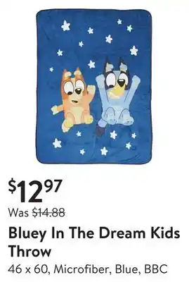 Walmart Bluey in the dream kids throw offer