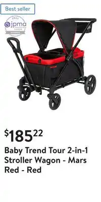 Walmart Baby trend tour 2-in-1 stroller wagon - mars red - red offer