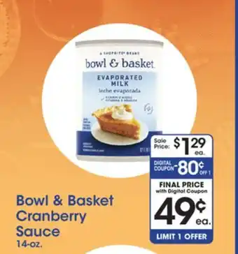 Price Rite Bowl & basket cranberry sauce offer
