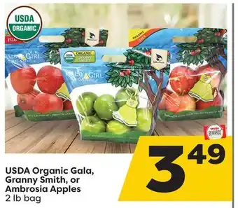 Weis Markets Usda organic gala, granny smith, or ambrosia apples offer