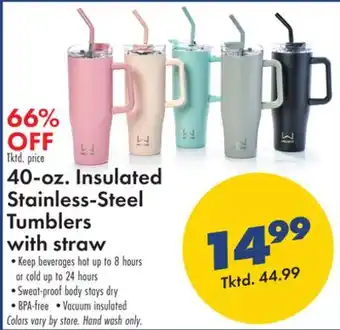 Boscov's 40-oz. insulated stainless-steel tumblers with straw offer