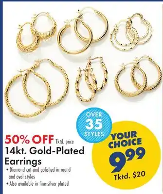 Boscov's 14kt. gold-plated earrings offer