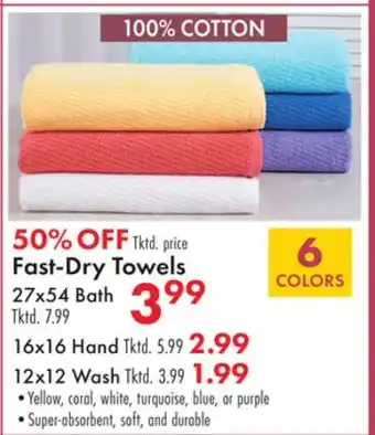 Boscov's Fast-dry towels offer