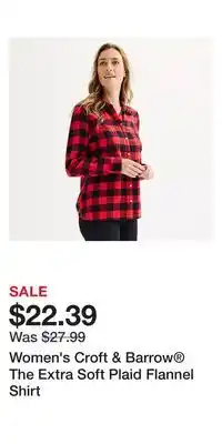 Kohl's Women's croft & barrow the extra soft plaid flannel shirt offer