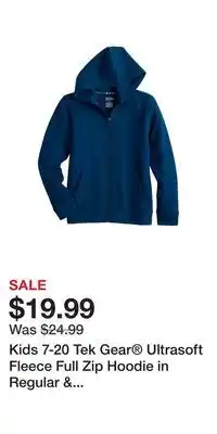 Kohl's Kids 7-20 tek gear ultrasoft fleece full zip hoodie in regular & husky offer