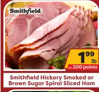 Weis Markets Smithfield hickory smoked or brown sugar spiral sliced ham offer